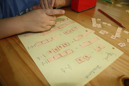 Élève manipulant des fractions équivalentes pour réviser les maths au brevet