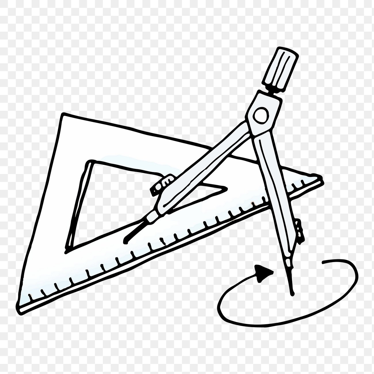 Équerre en triangle rectangle et compas illustrant le théorème de Pythagore au brevet